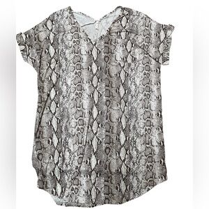 mts Women’s Snake Skin Tunic V Neck Short Cuffed Sleeves Dress, 1X